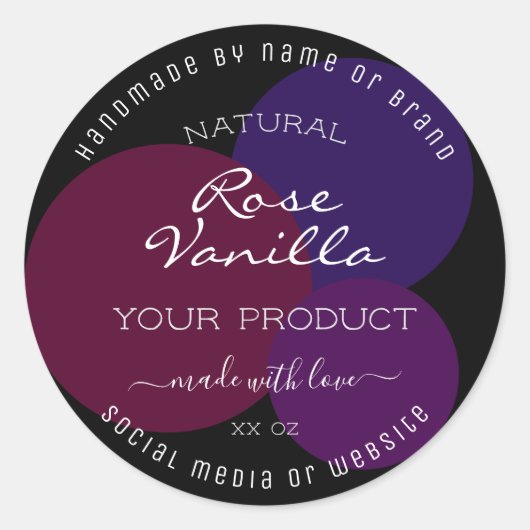 Lila Kreise der Augenmarkierung auf schwarzen Fläc Runder Aufkleber (Vorderseite)