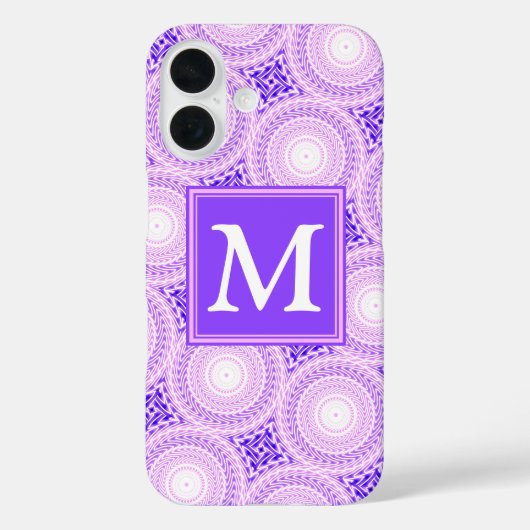Lila Kreismuster mit Monogramm Case-Mate iPhone Hülle (Rückseite)