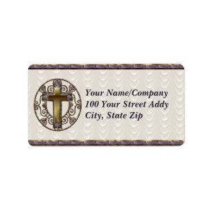 Lila Kreuz Adressaufkleber