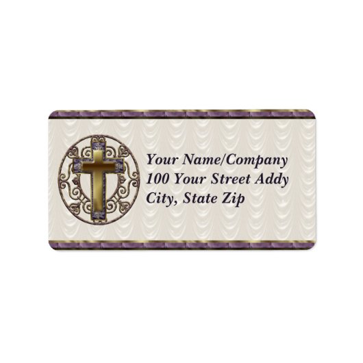 Lila Kreuz Adressaufkleber (Vorne)