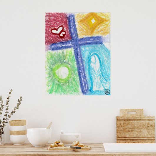 Lila Kreuz der Liebe Poster (Küche)