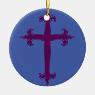 Lila-Kreuz-Entschiedenheits- und Advent-Andachtsku Keramik Ornament