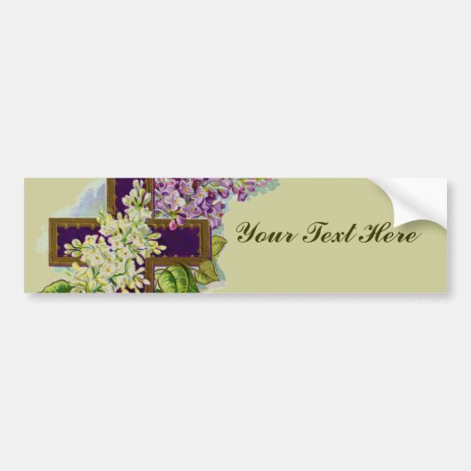 Lila Kreuz mit Blumen Autoaufkleber (Vorne)