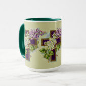Lila Kreuz mit Blumen Tasse (Vorderseite Links)