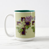 Lila Kreuz mit Blumen Zweifarbige Tasse (Links)
