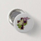 Lila Kreuz und Blumen Button (Vorne & Hinten)
