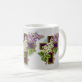 Lila Kreuz und Blumen Kaffeetasse (VorderseiteRechts)