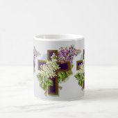 Lila Kreuz und Blumen Kaffeetasse (Mittel)