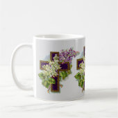 Lila Kreuz und Blumen Kaffeetasse (Links)