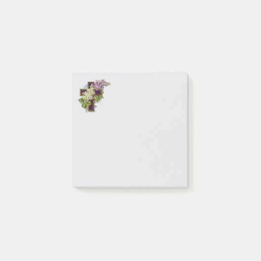 Lila Kreuz und Blumen Post-it Klebezettel (Vorderseite)