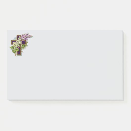 Lila Kreuz und Blumen Post-it Klebezettel (Vorderseite)