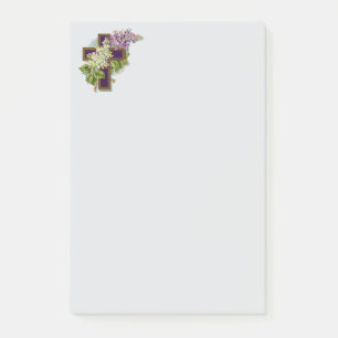 Lila Kreuz und Blumen Post-it Klebezettel