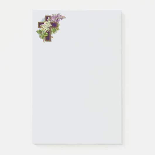 Lila Kreuz und Blumen Post-it Klebezettel (Vorderseite)