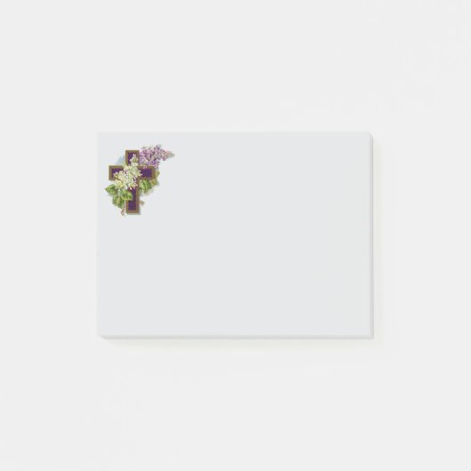 Lila Kreuz und Blumen Post-it Klebezettel (Vorderseite)