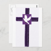 Lila Kreuz-und Weiß-Taube Postkarte (Vorne/Hinten)