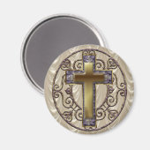 Lila Kreuzmagnete Magnet (Vorderseite/Rückseite)