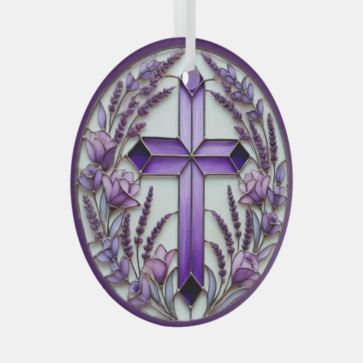 Lila Kreuzzauberer Ornament Aus Glas (Vorderseite Rechts)