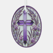 Lila Kreuzzauberer Ornament Aus Glas (Vorderseite links)