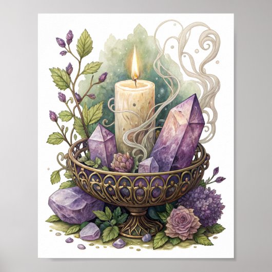 Lila Kristall in Filigree Urn Poster (Vorne)