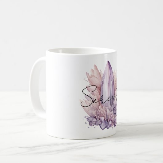 Lila Kristalle Kaffeetasse (Vorderseite Links)