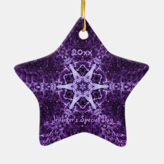 Lila Kristallschmuck Jewel Star Keramik Ornament (Hinten)