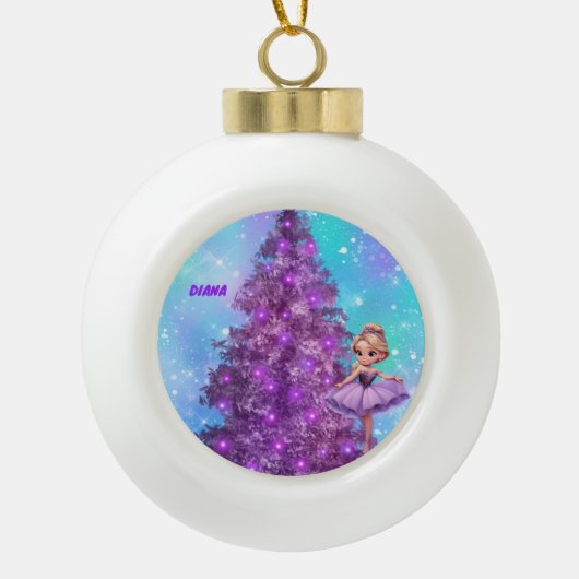 LILA KRISTMAS BAUM/DANKENDE MÄDCHENKINDER ORNAMENT (Vorderseite)