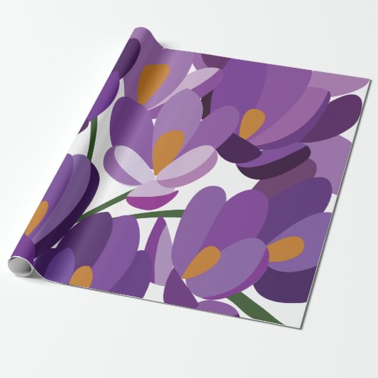 Lila Krokus Blüten Geschenkpapier (Ungerollt)