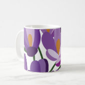 Lila Krokus-Blüten Kaffeetasse (Vorderseite Links)