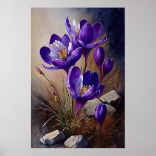 Lila Krokusblumen Kunstposter Poster