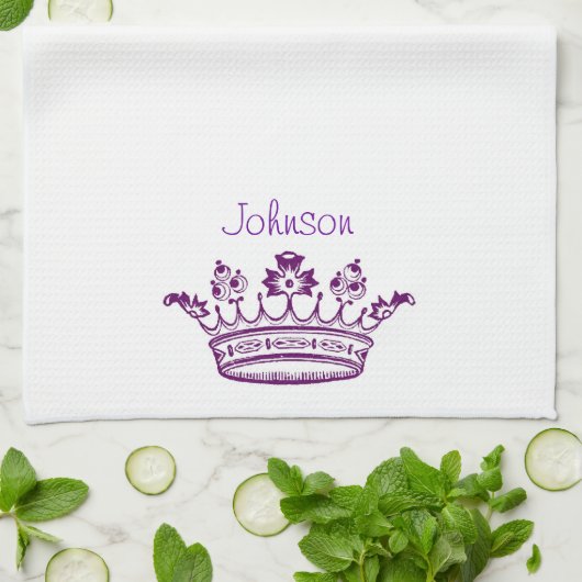 Lila Krone Ihr Text Handtuch (Gefaltet)