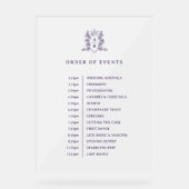 Lila Kronen-Monogramm-Orderveranstaltungen Hochzei Acrylschild (Vorderseite)