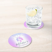 Lila Kuchen Glitzer Tropfen gürten Glam elegantes  Runder Pappuntersetzer (Vor Ort)