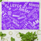 Lila Küchentuch mit mehrsprachiger Liebe Text (Gefaltet)