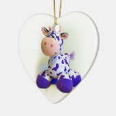 Lila Kuh Keramik Ornament (Links)