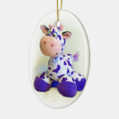 Lila Kuh Keramik Ornament (Links)