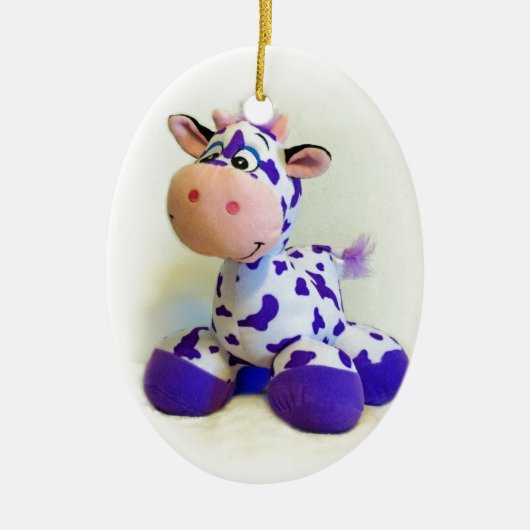Lila Kuh Keramik Ornament (Vorne)