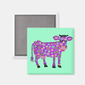 Lila Kuh Magnet (Vorderseite/Rückseite)