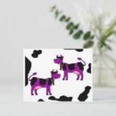 Lila Kuh mit schwarz-weißem Hintergrund Postkarte (Stehend Vorderseite)