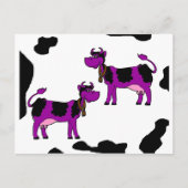 Lila Kuh mit schwarz-weißem Hintergrund Postkarte (Vorderseite)