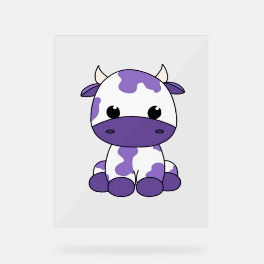 Lila Kuh Oversifizierter T - Shirt_1 Acrylschild (Vorderseite)