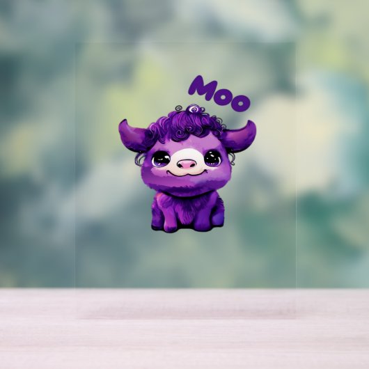 Lila Kuh Oversifizierter T - Shirt Acrylschild (Neutral)