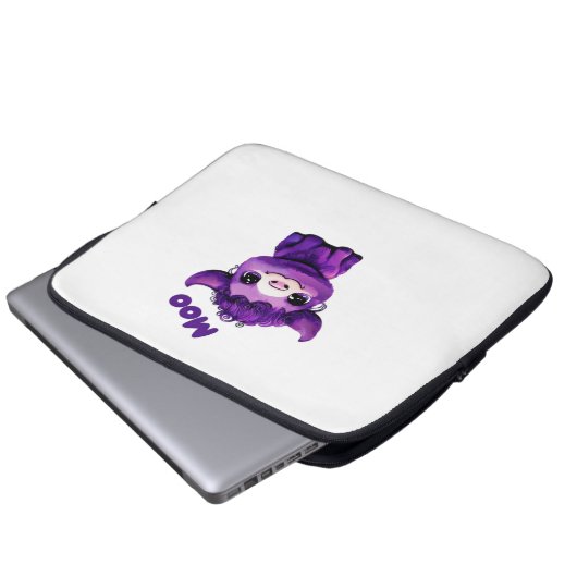 Lila Kuh Oversifizierter T - Shirt Laptopschutzhülle (Vorne Knopf)