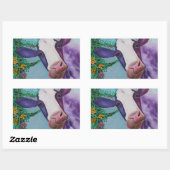 Lila Kuh Rechteckiger Aufkleber (Blatt)