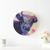 Lila Kuh-Uhr Große Wanduhr (Zuhause)