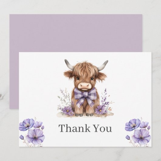 Lila Kuhflache Dankeskarte (Vorne/Hinten)