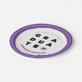 Lila, kühne GRADUATE Letters und Cap Abschluss Pappteller (Schrägansicht)