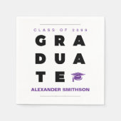 Lila, kühne GRADUATE Letters und Cap Abschluss Serviette (Vorderseite)