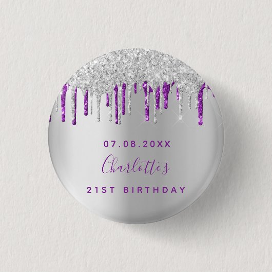 Lila kundenspezifische Monografie des Geburtstagss Button (Vorderseite)