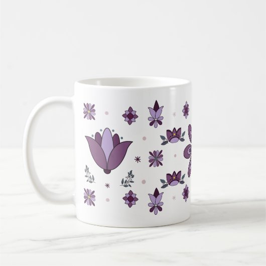 Lila Kunst Blume Kaffee Tasse (Links)