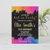 Lila Kunst im Party Paint Birthday Einladungen (Stehend Vorderseite)